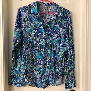 NWT Lilly Pulitzer Sea View Rayon Voile Shirt